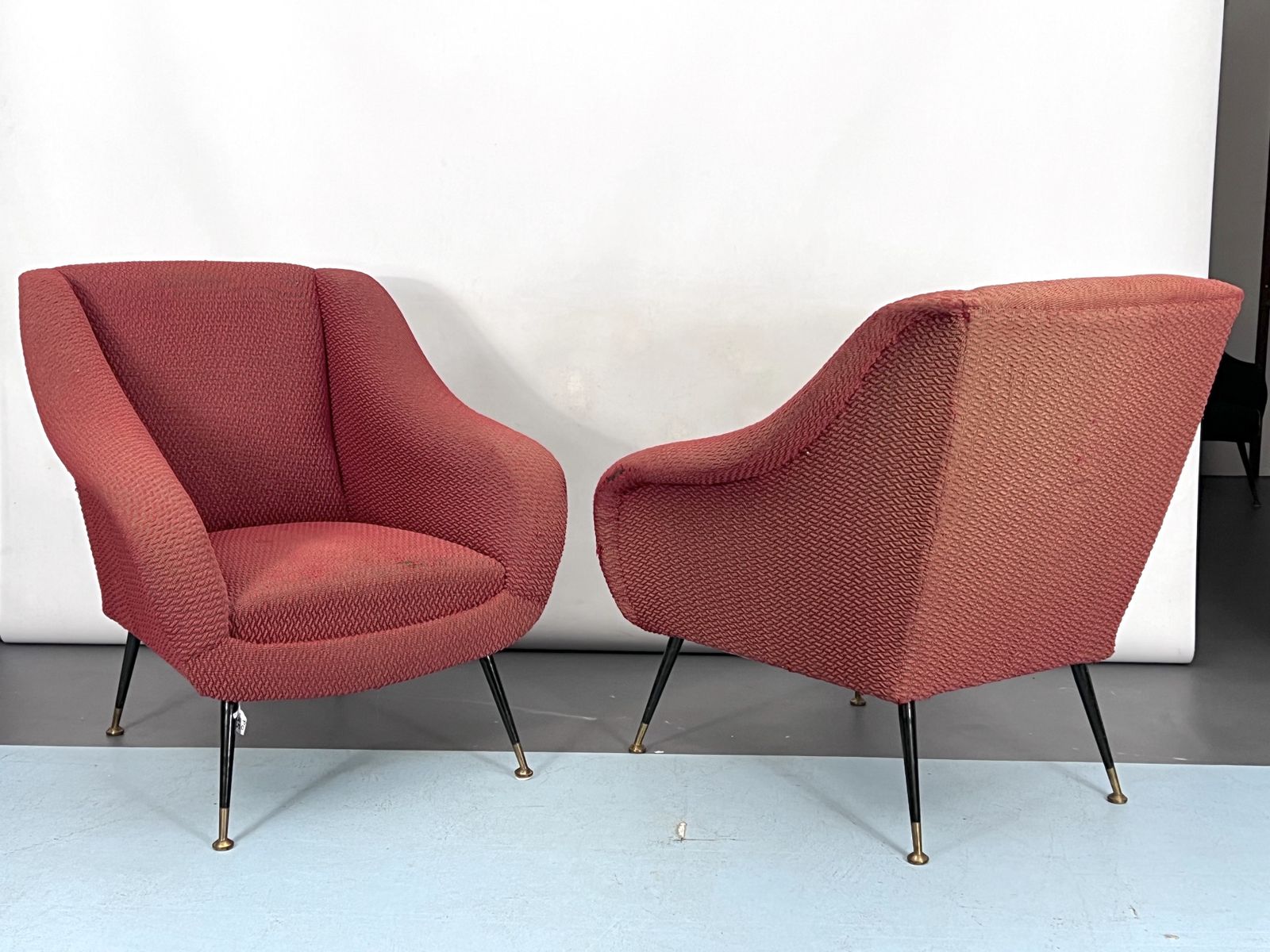 Mid Century Pair Of Lounge Chairs By Gigi Radice For Minotti. Italy 1950s photo vintage