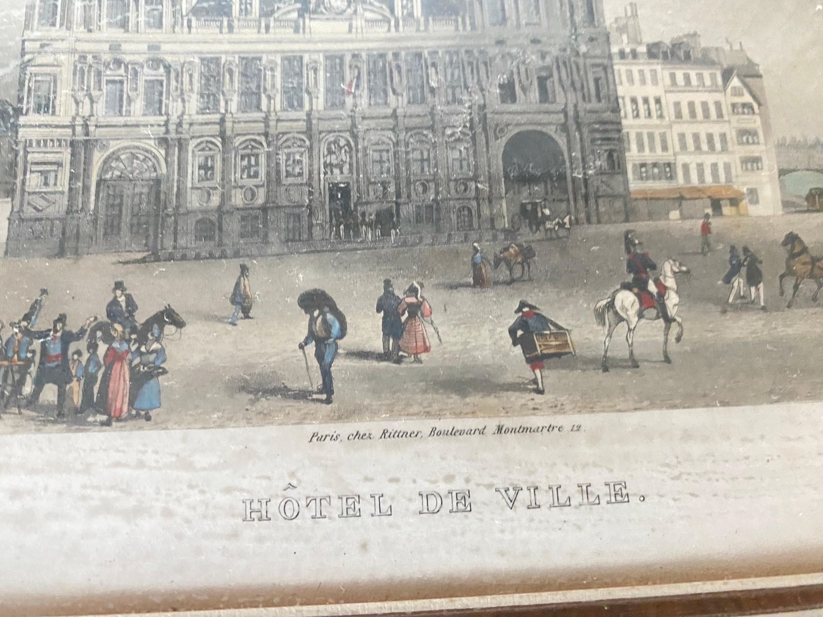 Pair Of 19th Century Engraving, In Color, Representing Paris Monuments, France photo buy