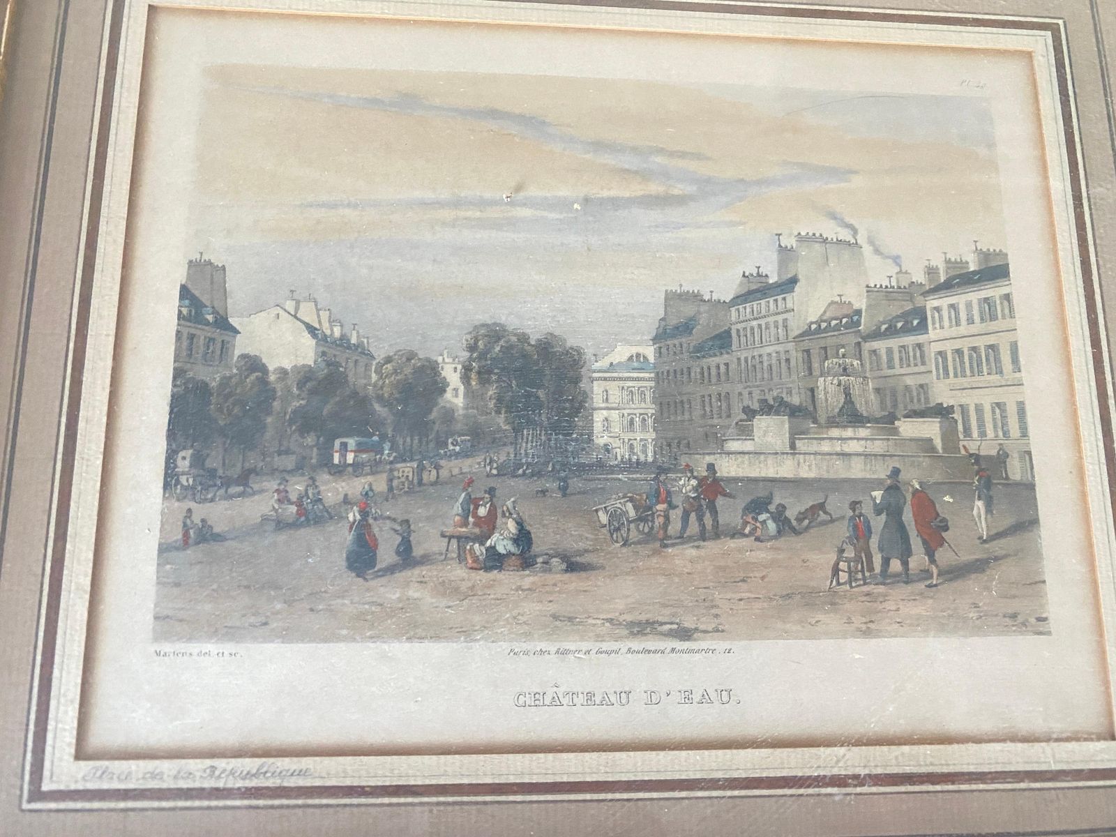 Art Pair Of 19th Century Engraving, In Color, Representing Paris Monuments, France photo