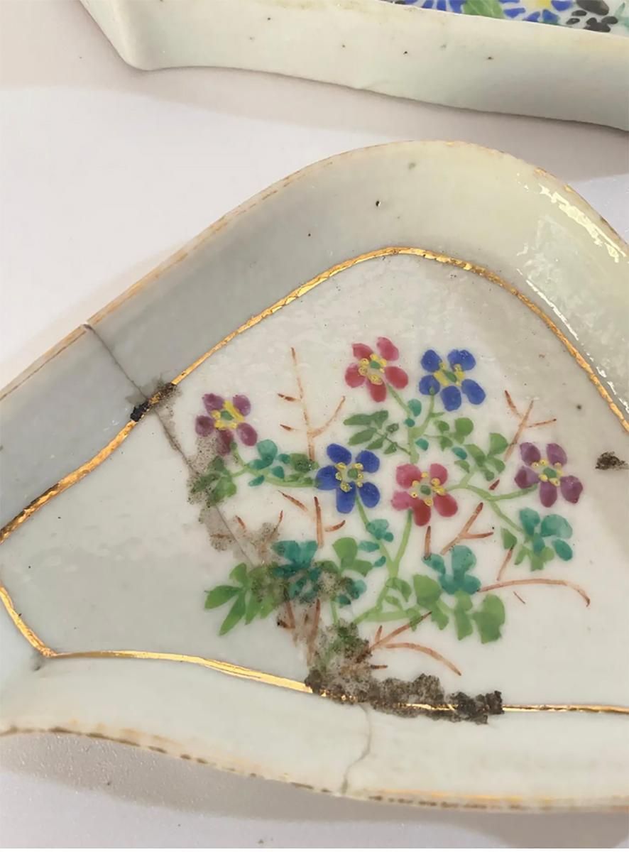 Set Of Small Porcelain Serving Bowls, In Wooden Box, China, 19th Century photo vintage