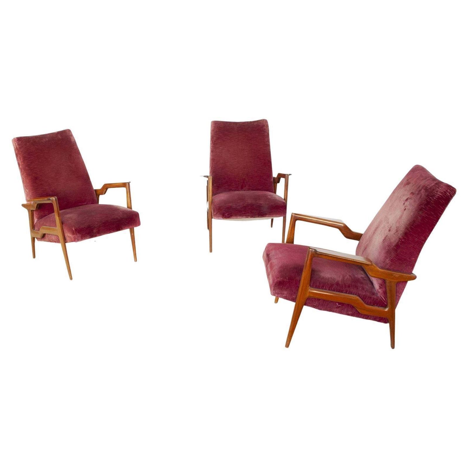 Ico Parisi Italian Mid Century Set Of Three Armchairs, 1950s photo furniture