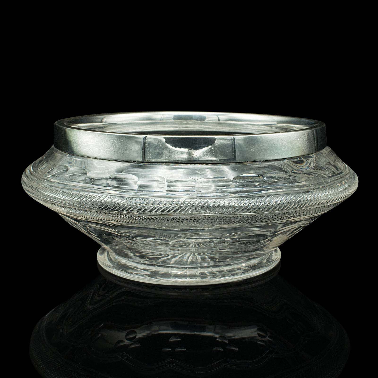 Antique Peach Bowl, English, Cut Glass, Silver Plate, Fruit, Edwardian, C.1910 photo furniture