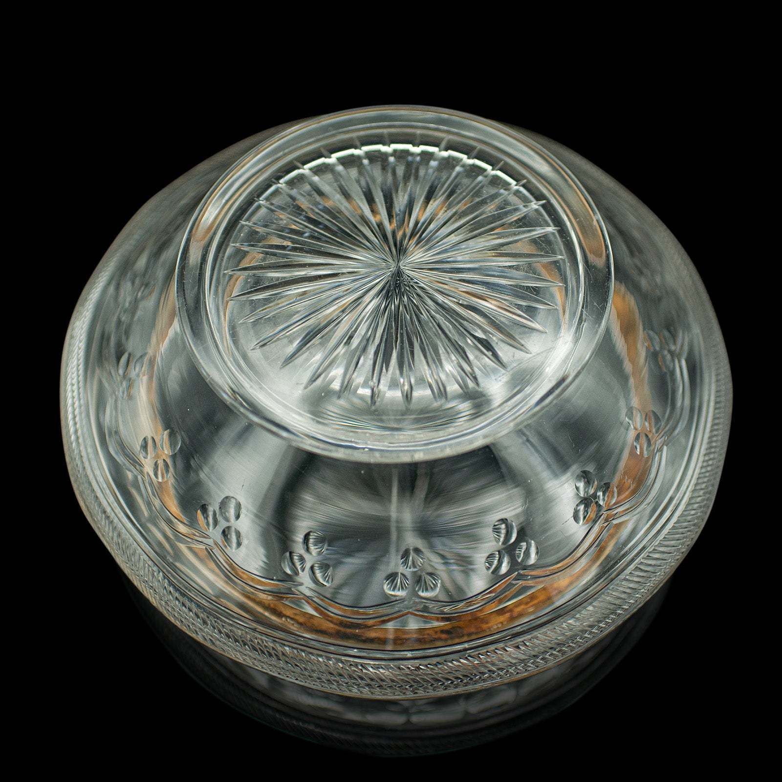 photo furniture Antique Peach Bowl, English, Cut Glass, Silver Plate, Fruit, Edwardian, C.1910