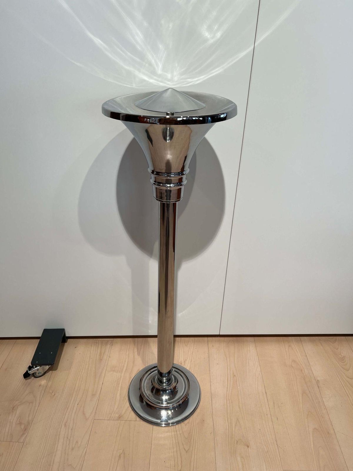 Art Deco Standing Ashtray, Polished And Chromed Metal, Switzerland, Circa 1930
