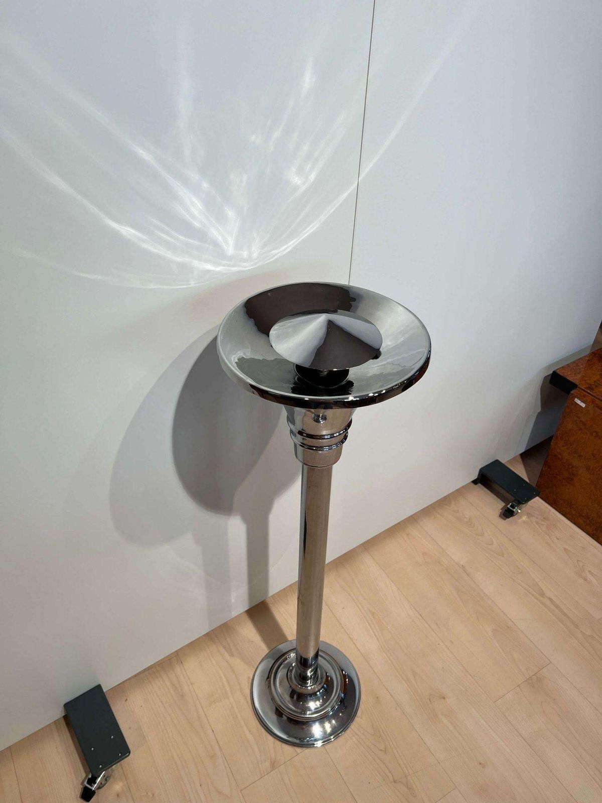 Art Deco Standing Ashtray, Polished And Chromed Metal, Switzerland, Circa 1930 photo Home Decor