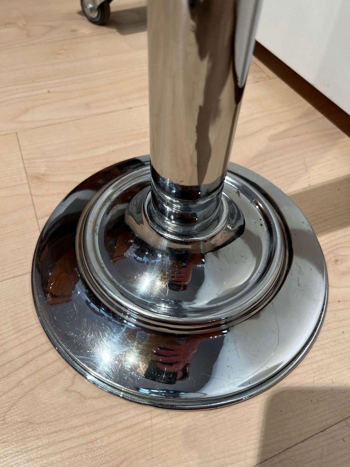 Art Deco Standing Ashtray, Polished And Chromed Metal, Switzerland, Circa 1930 photo vinterior