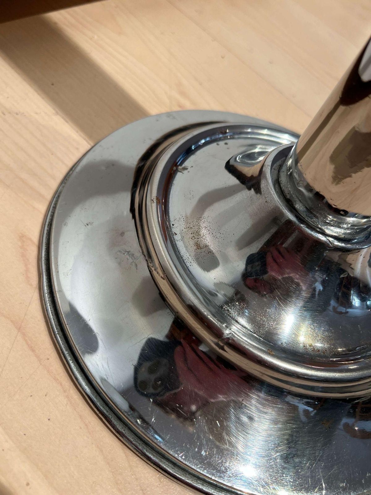 Art Deco Standing Ashtray, Polished And Chromed Metal, Switzerland, Circa 1930 photo vintage