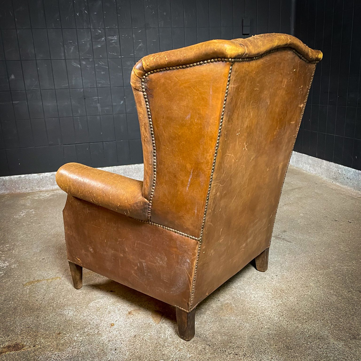 photo furniture Vintage Sheepskin Wingback Armchair