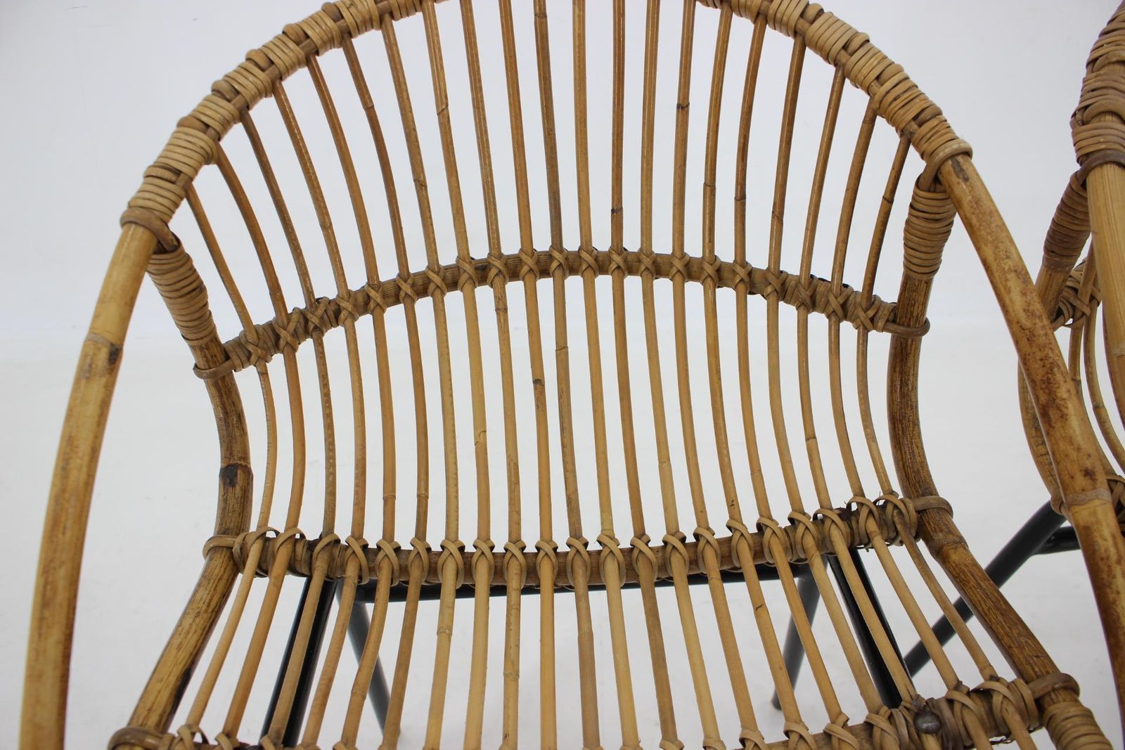 Garden Furniture 1970s Pair Of Alan Fuchs Rattan And Iron Lounge Chairs, Czechoslovakia photo