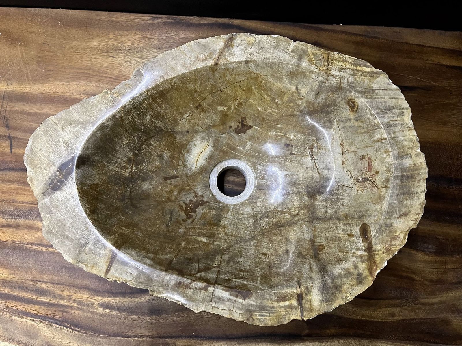 Petrified Wood Sink In Beige/ Brown/ Grey Tones  Organic Modern, Top Quality photo furniture