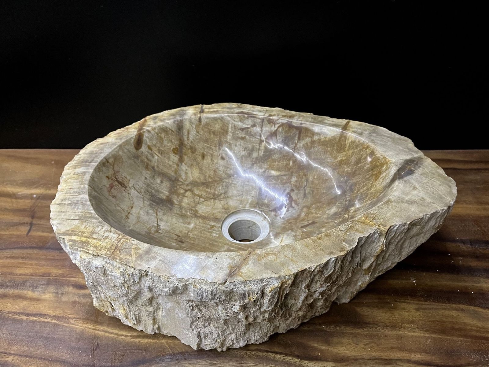 Petrified Wood Sink In Beige/ Brown/ Grey Tones  Organic Modern, Top Quality photo vintage