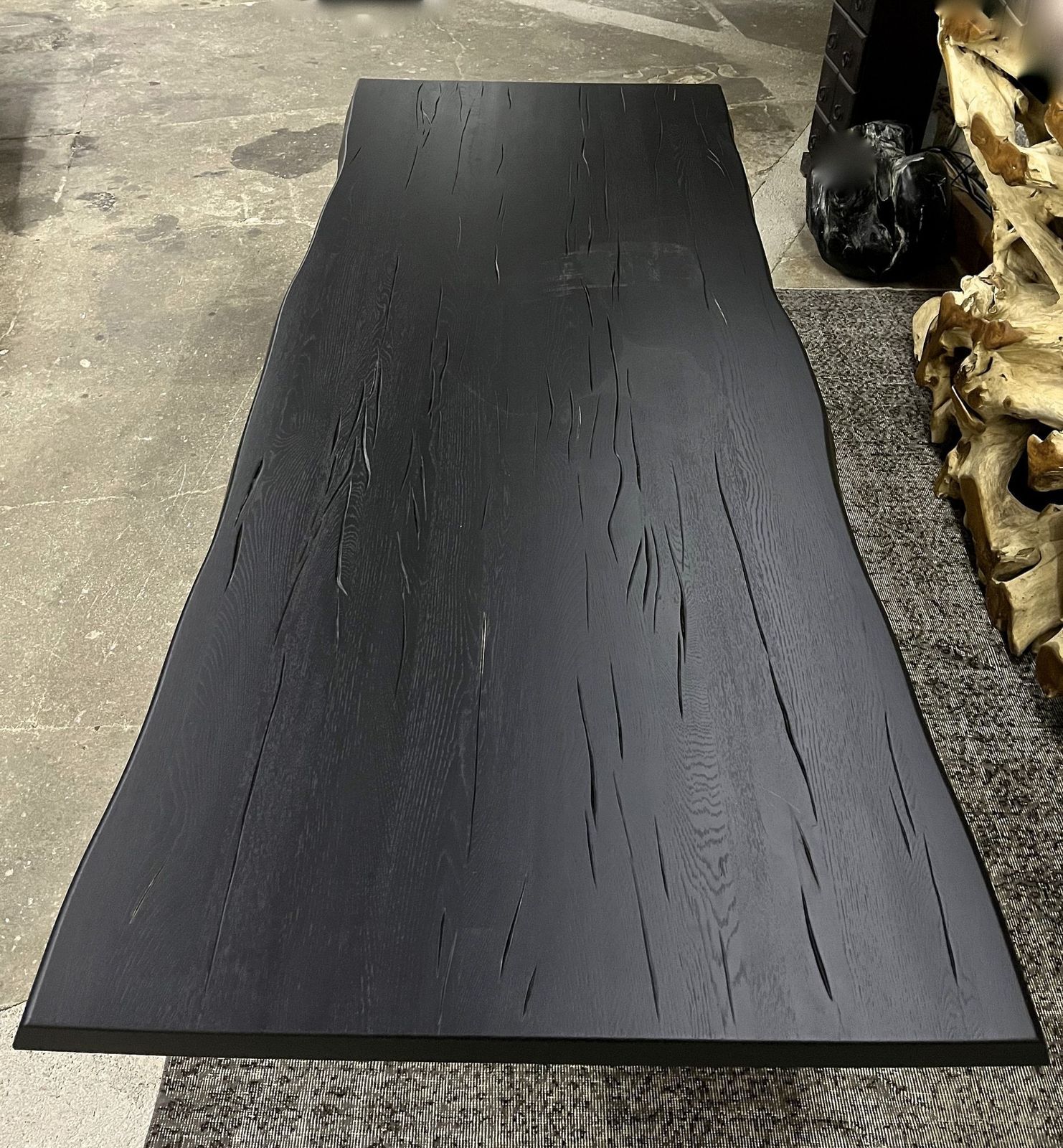 Contemporary Black Oakwood Live Edge Dining Table With Glass Feet, Austria 2022 photo furniture