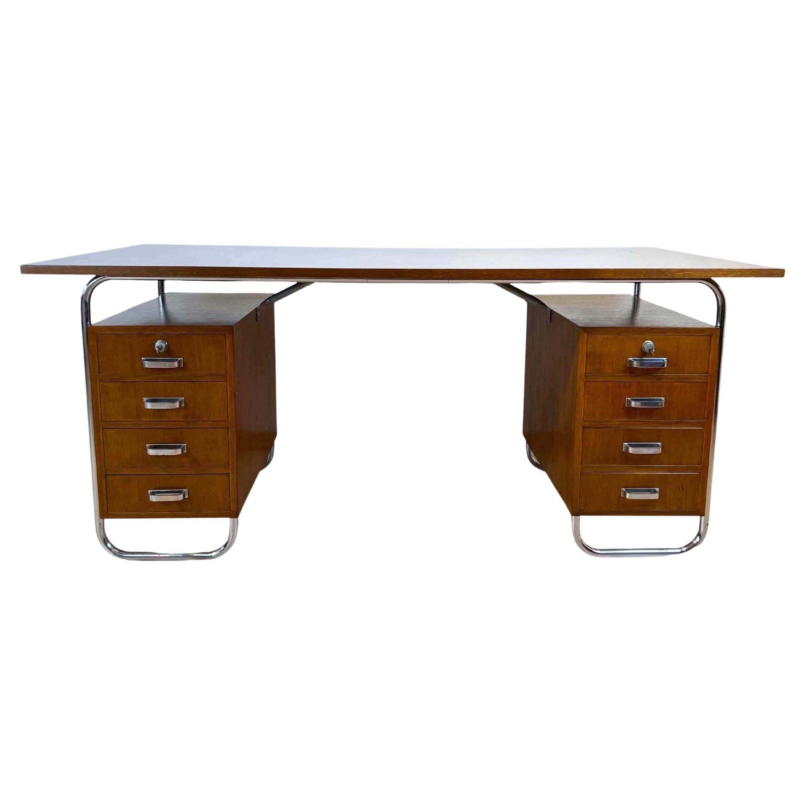 Bauhaus Desk By Mücke Melder, Steeltubes And Oak Veneer, Czech, Circa 1940