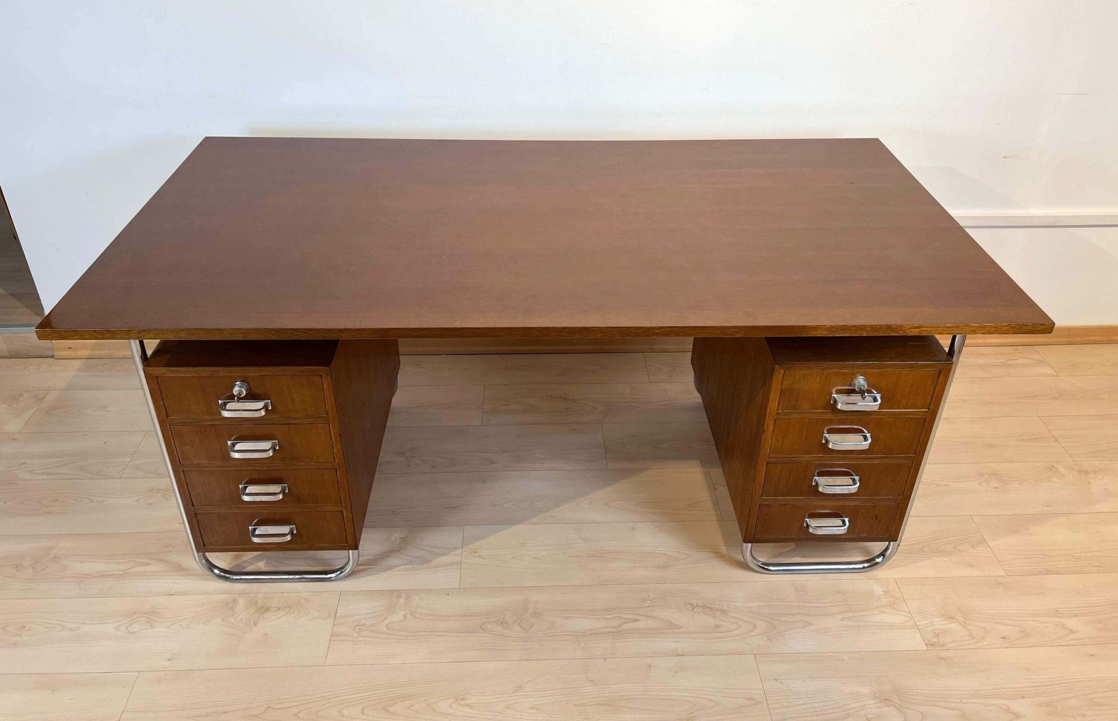 Bauhaus Desk By Mücke Melder, Steeltubes And Oak Veneer, Czech, Circa 1940 photo Furniture