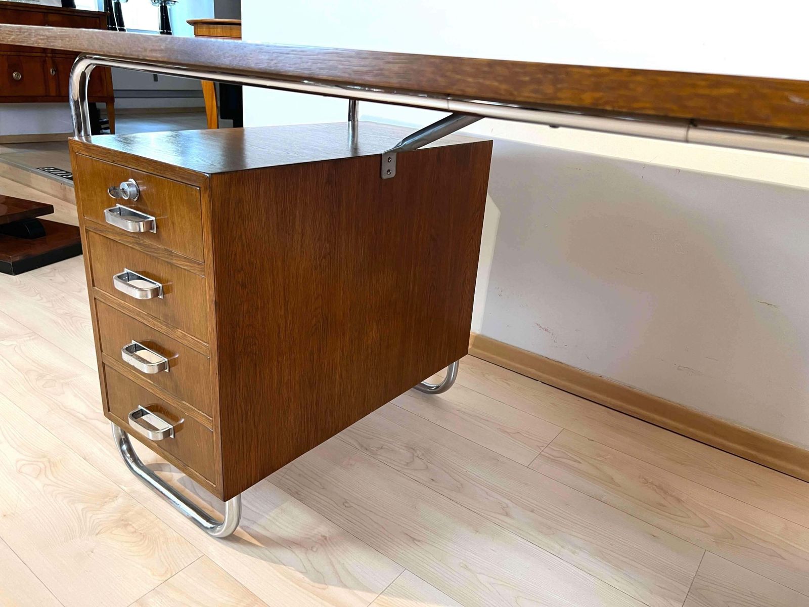 photo vinterior Bauhaus Desk By Mücke Melder, Steeltubes And Oak Veneer, Czech, Circa 1940