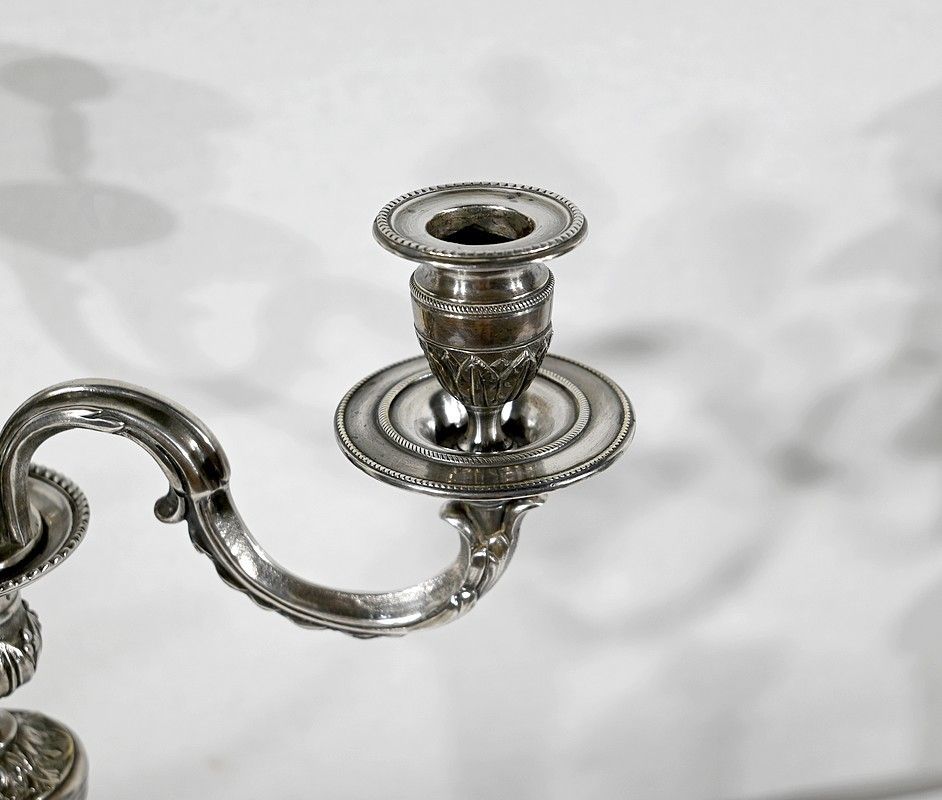 photo furniture Pair Of Silver Bronze Candlesticks   Late 19th Century
