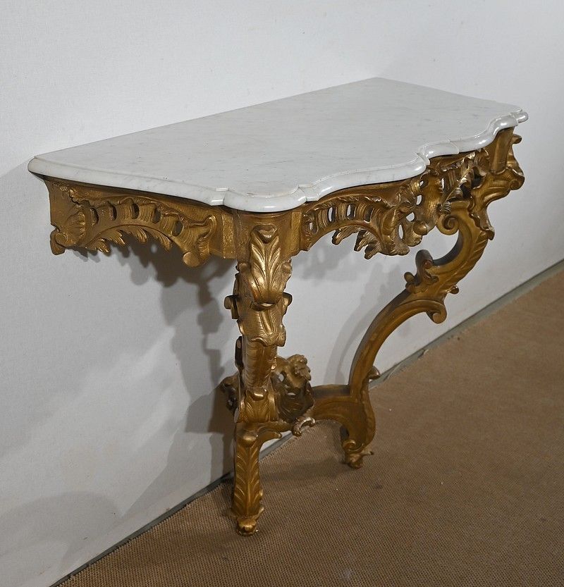 Wall Console In Golden Wood, Louis XV Style, Napoleon III Period   Mid 19th Century photo furniture
