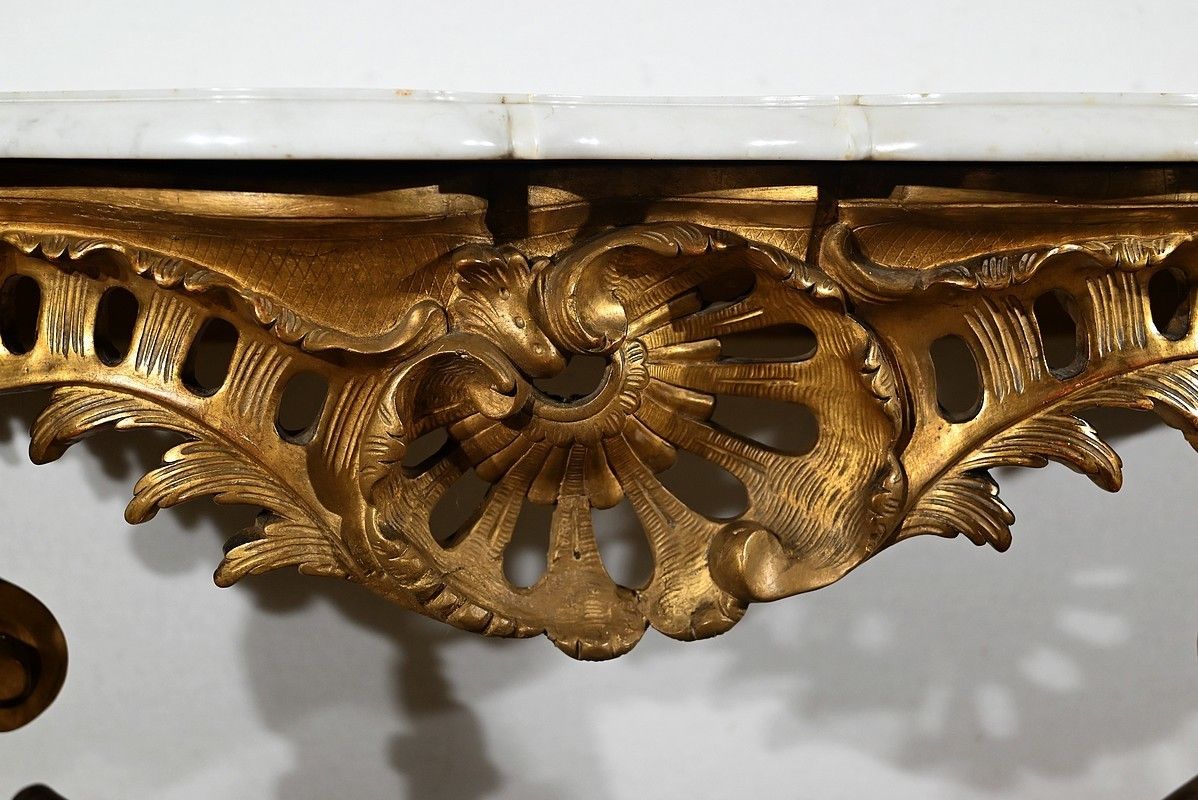 photo furniture Wall Console In Golden Wood, Louis XV Style, Napoleon III Period   Mid 19th Century