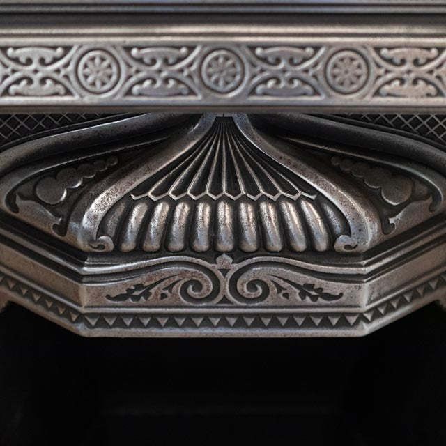 Antique Polished Cast Iron Fireplace Insert With Tiles photo furniture