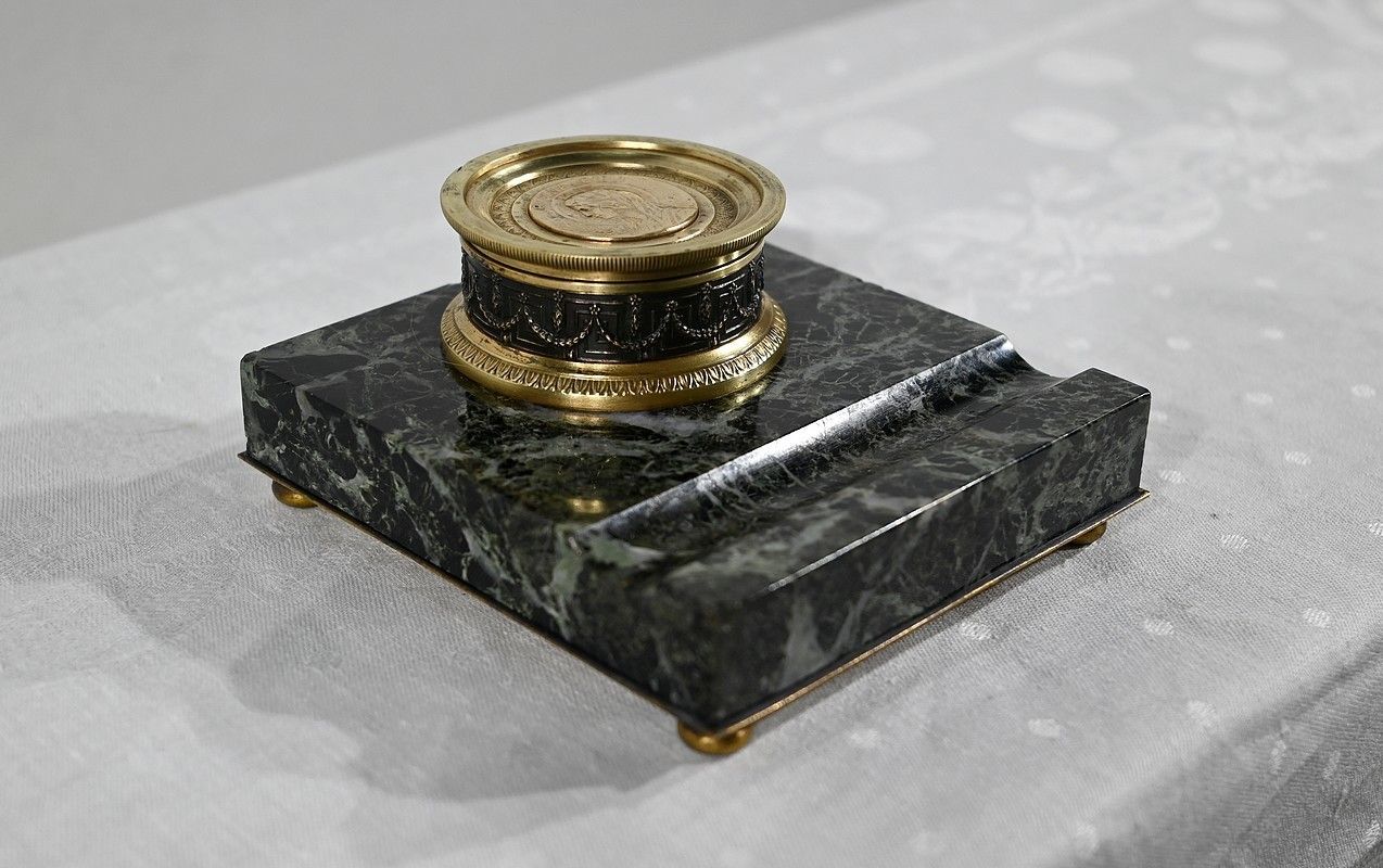 Inkwell With The Virgin In Bronze And Marble   Late 19th Century photo furniture