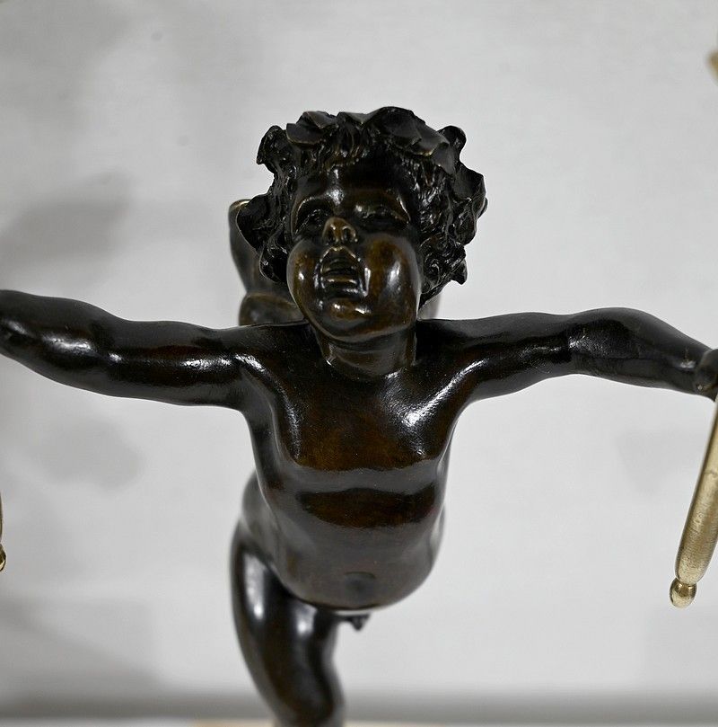 photo buy Pair Of Bronze And Marble Candlesticks   1st Part Of The 19th Century
