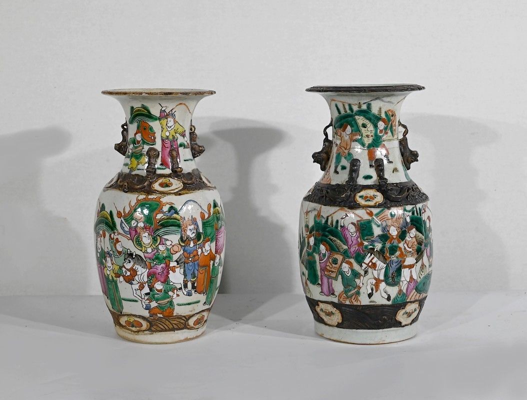 Pair Of Nanjing Porcelain Vases, China   Late 19th Century photo furniture