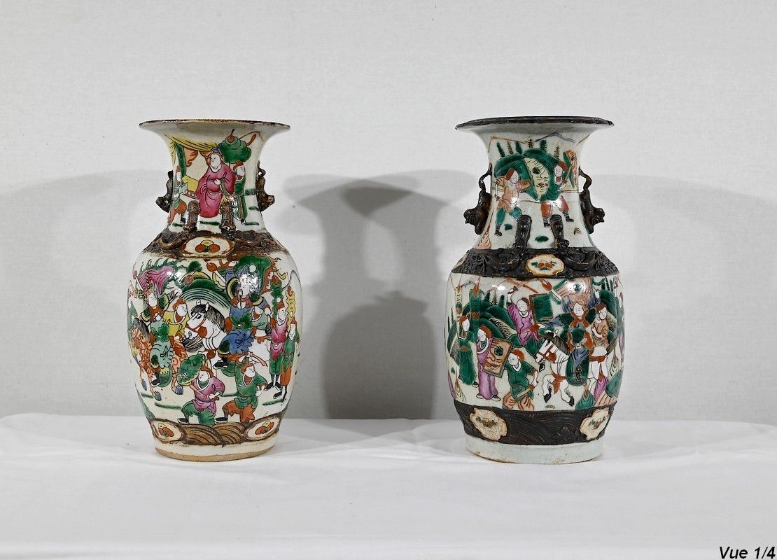 Pair Of Nanjing Porcelain Vases, China   Late 19th Century photo 1236.0