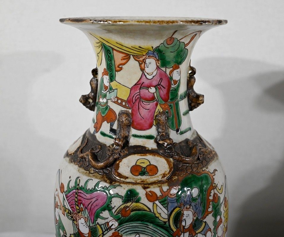 Pair Of Nanjing Porcelain Vases, China   Late 19th Century photo vintage