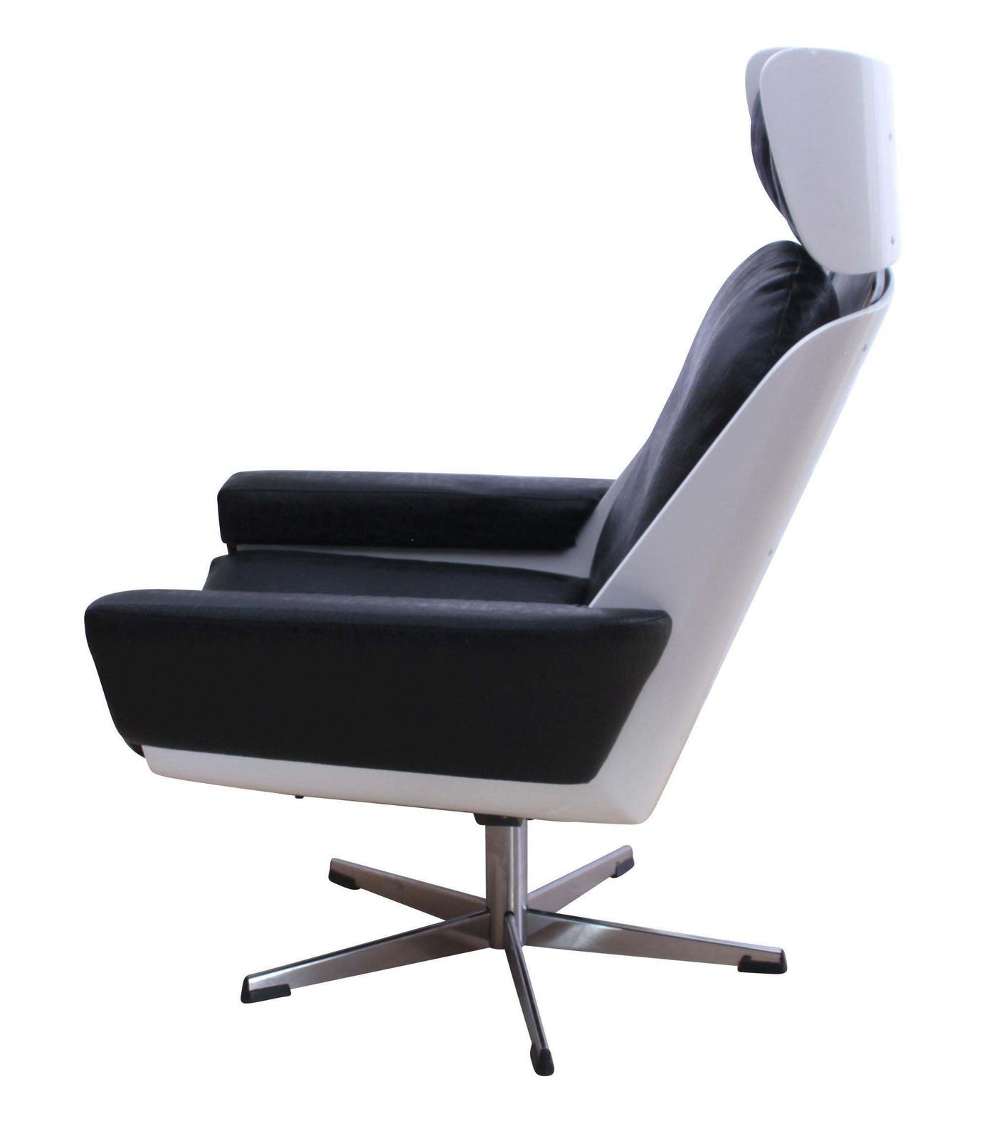 Space Age Lounge Chair, White Lacquer, Leather, Reptile Look, Germany, 1970s photo furniture