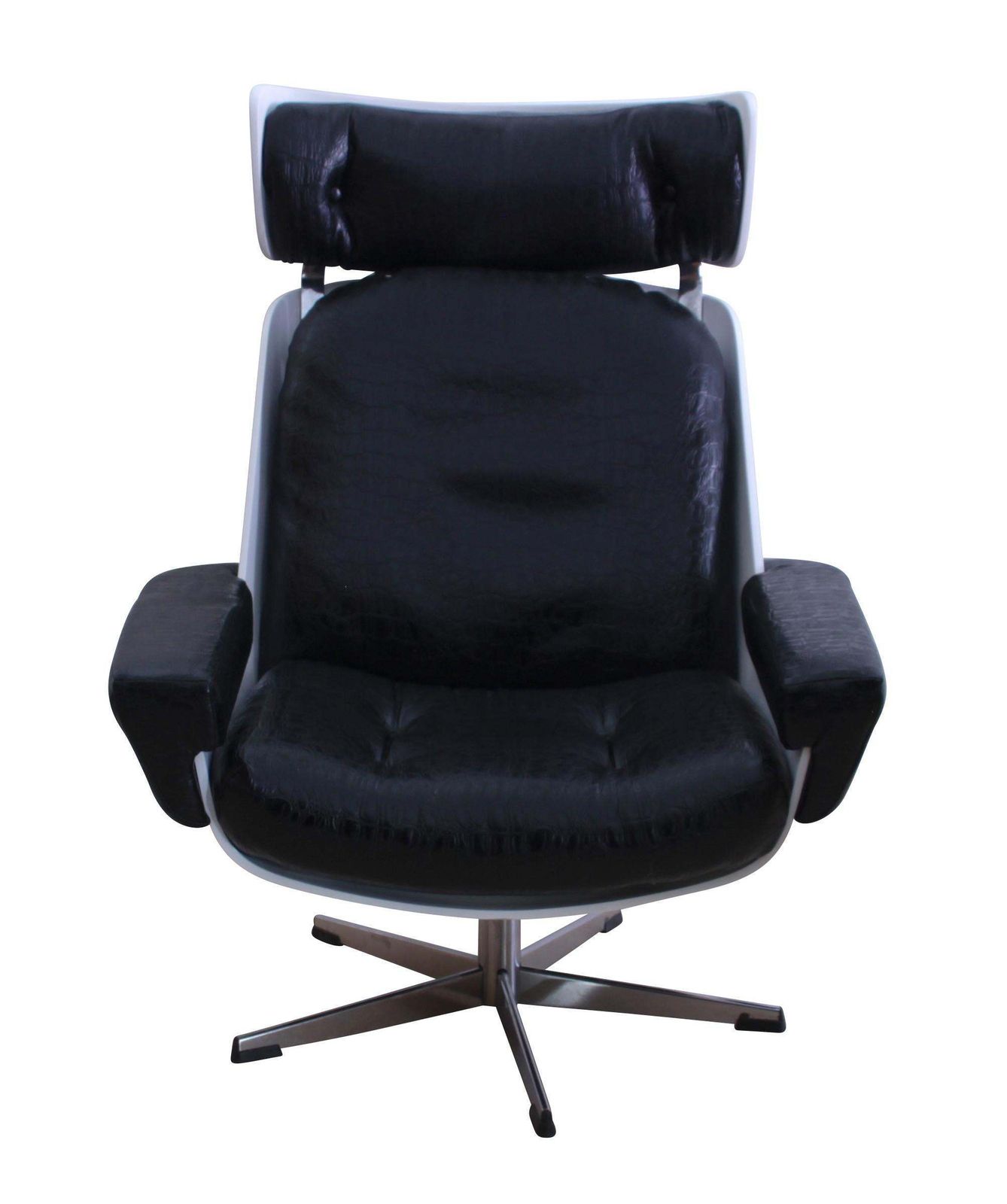 Space Age Lounge Chair, White Lacquer, Leather, Reptile Look, Germany, 1970s photo Furniture