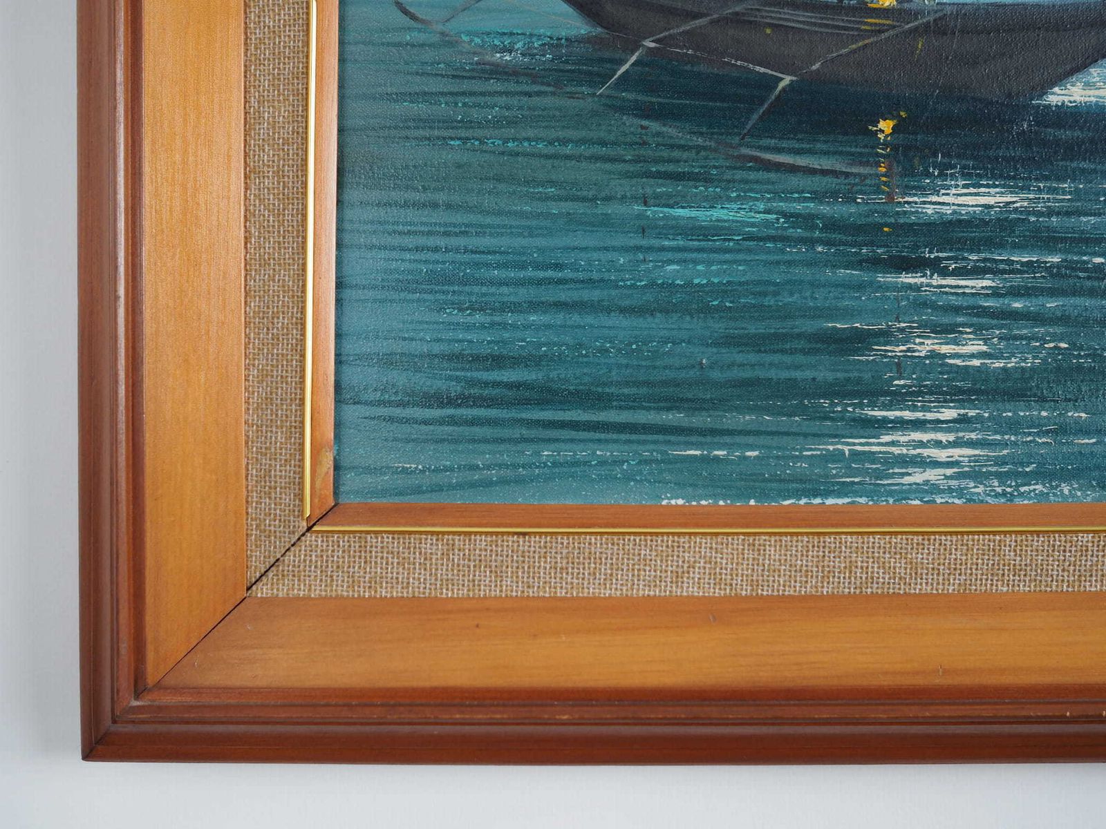 Painting „The Night Fishing”, Scandinavian Design, 1970s photo Art
