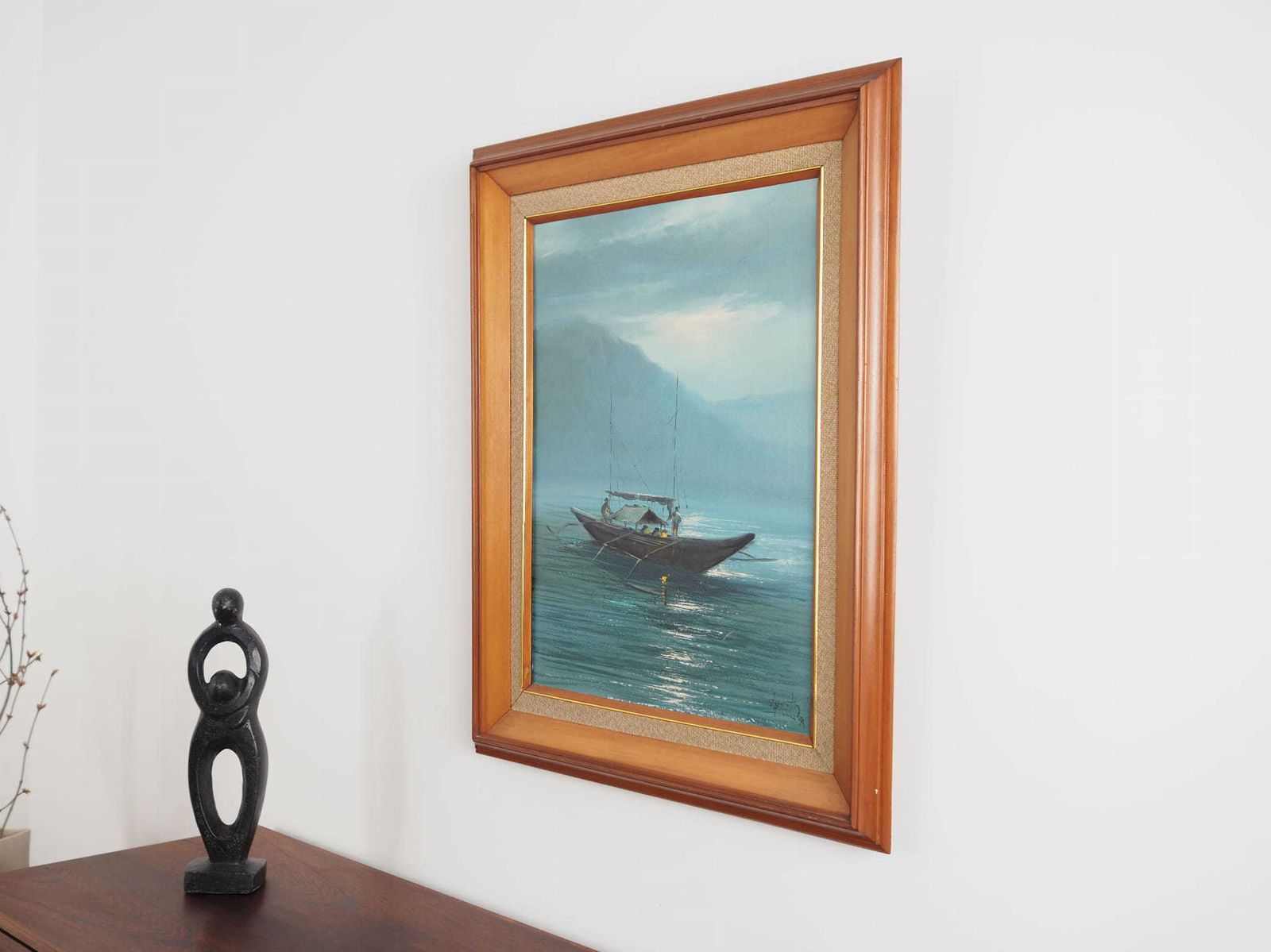 Kunst Schilderij „The Night Fishing", Scandinavisch Design, Jaren 1970 photo