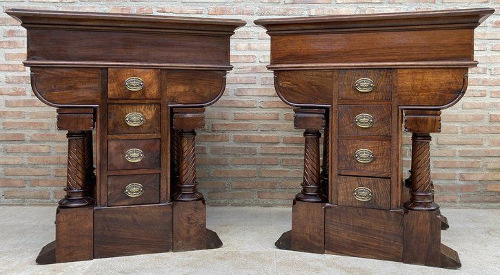 Antique French Carved Bedside Tables, 1900, Set Of 2 photo furniture