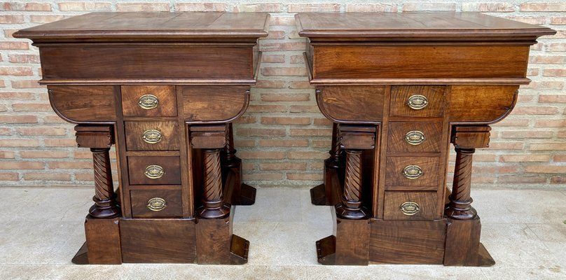 photo buy Antique French Carved Bedside Tables, 1900, Set Of 2