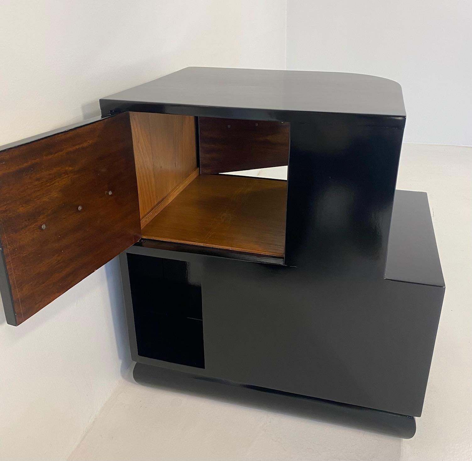 Italian Art Deco Parchment And Black Lacquer Cabinet, 1940s photo buy