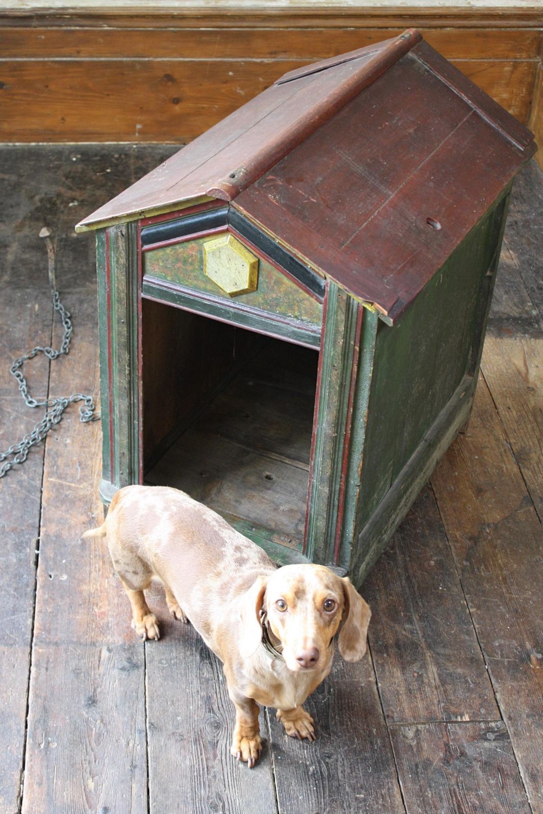 3295.0 Late 19th Century Original Painted Green Faux Marble Dog Canine Kennel photo