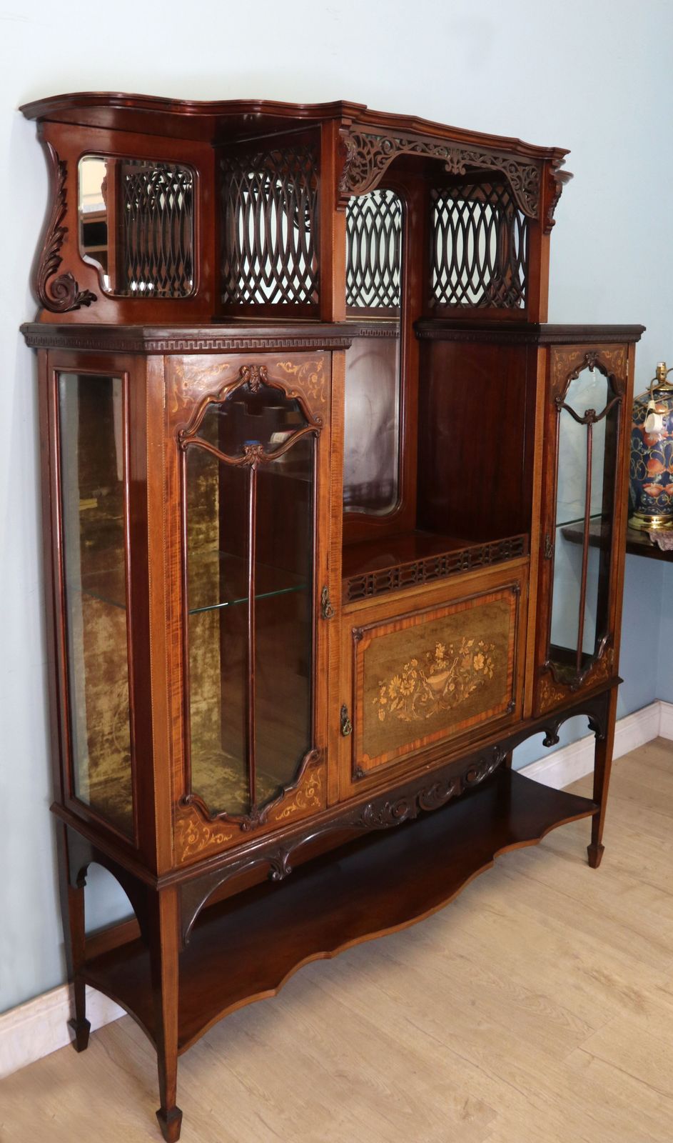 A Lovely Late 19th Century Inlaid Mahogany Cabinet. photo for sale