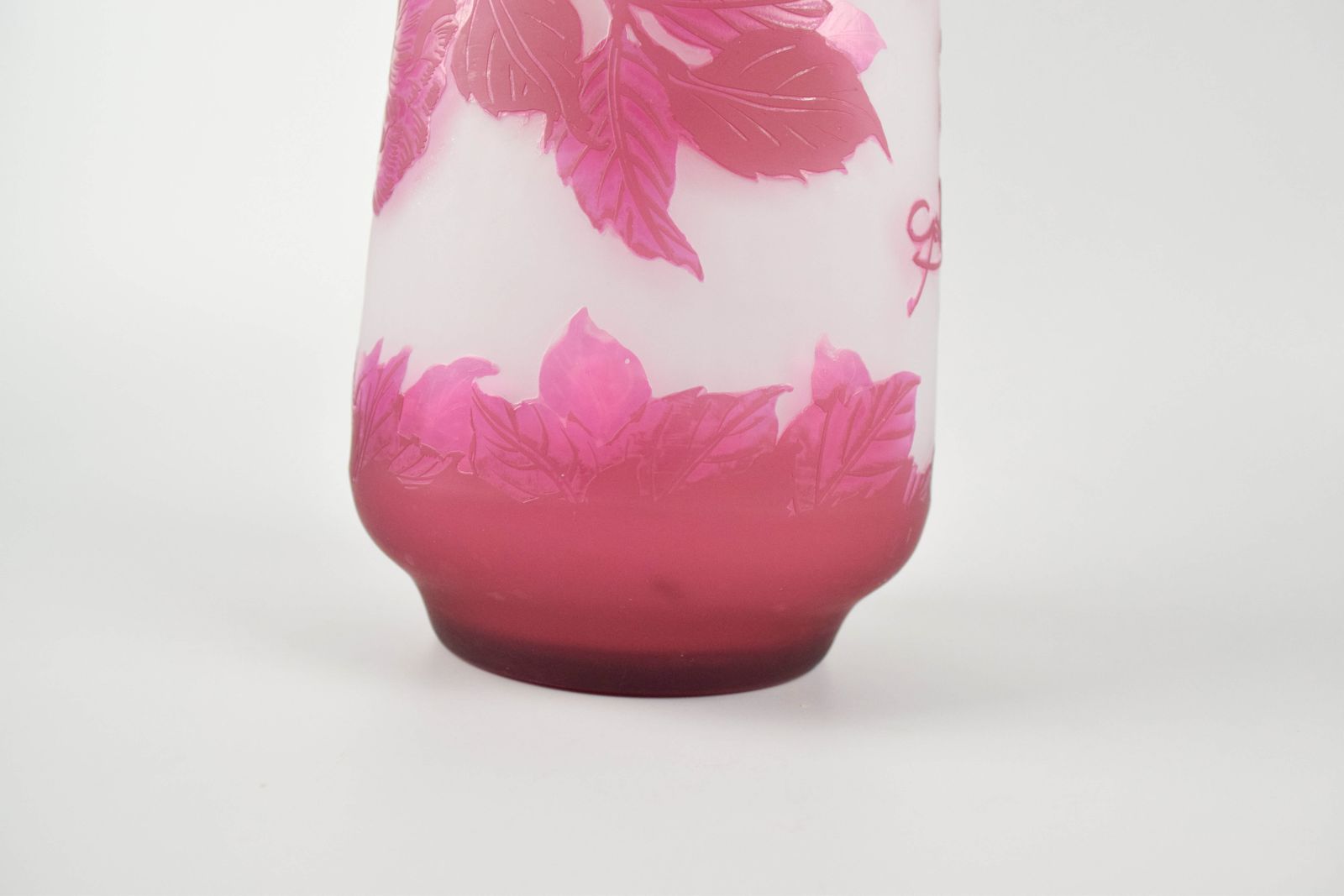 After Emilie Galle   Pink & White Glass Vase photo for sale