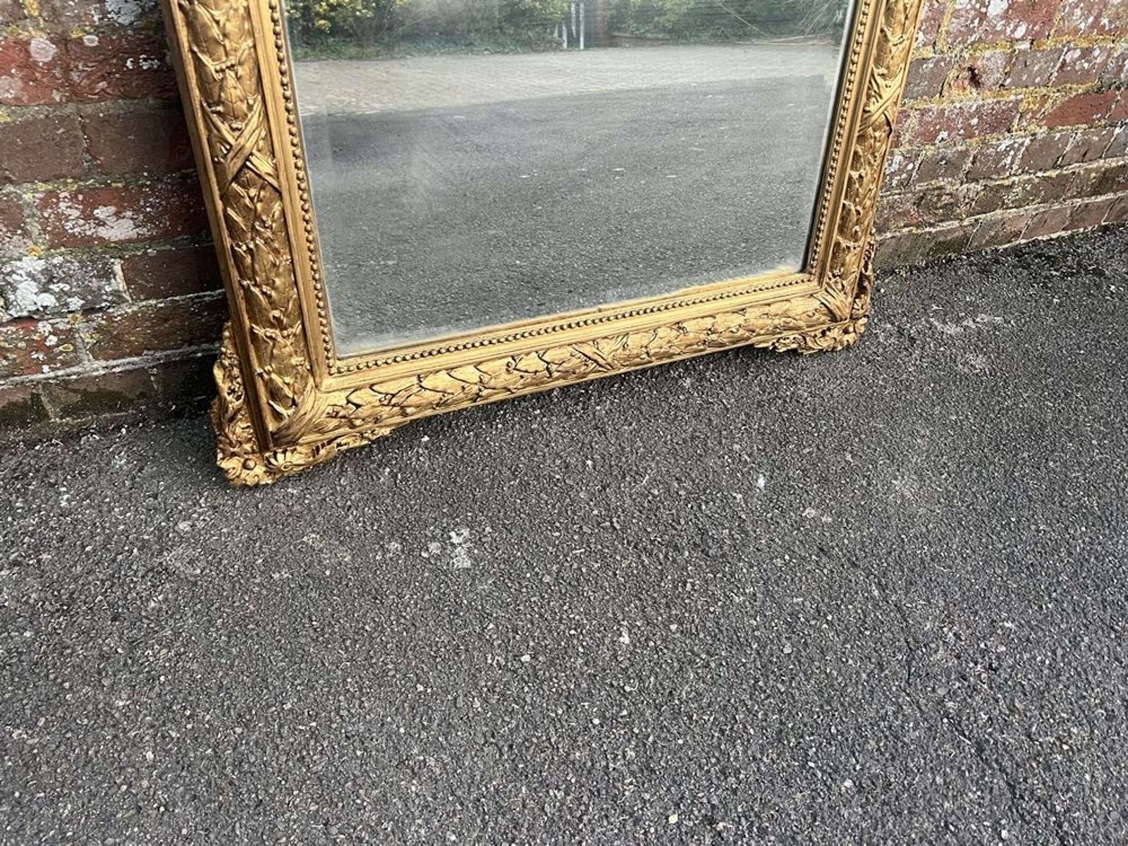 A Stunning Large Antique French 19th C Gilt Leaf Framed Mirror. photo Home Decor