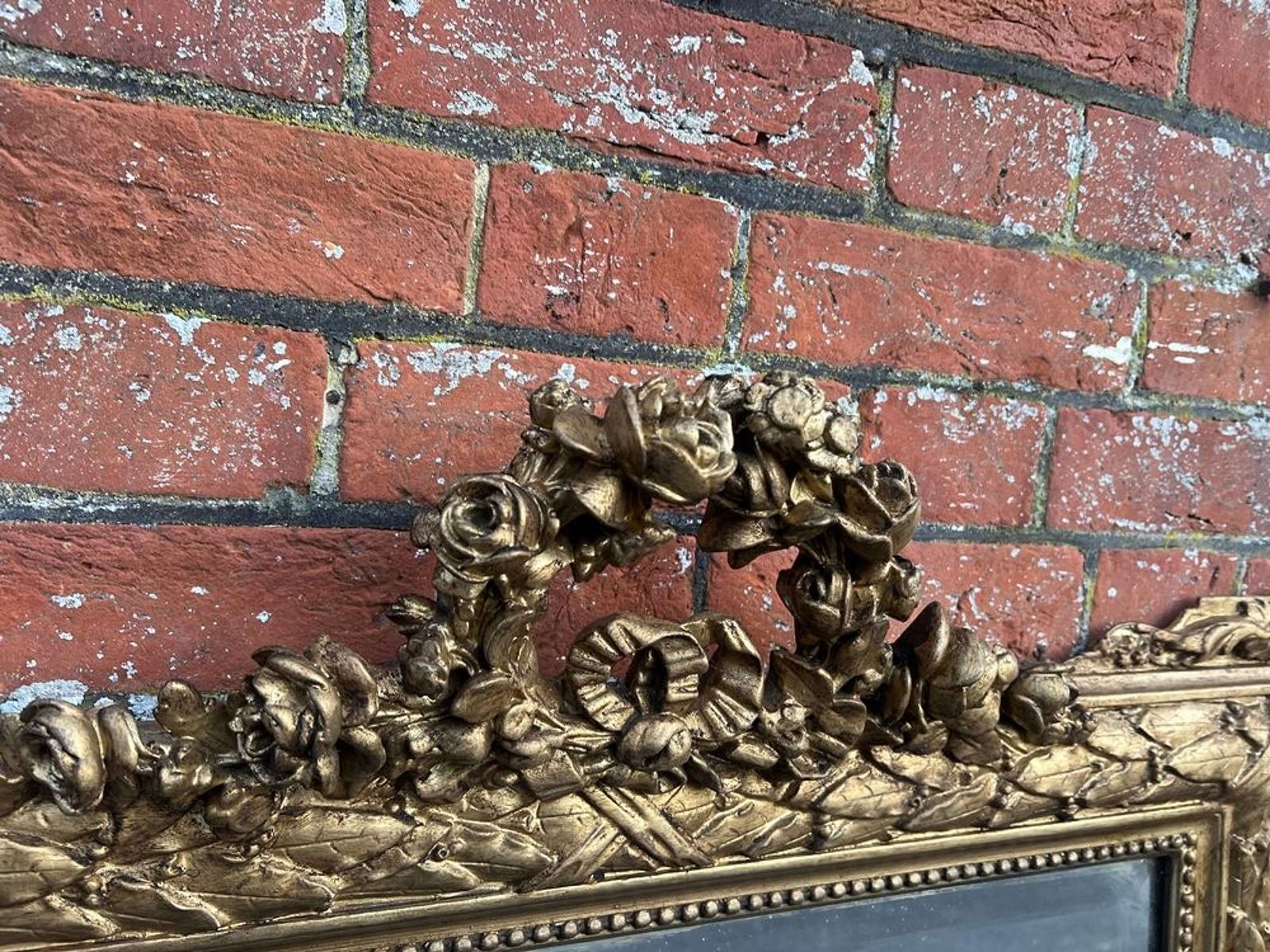 A Stunning Large Antique French 19th C Gilt Leaf Framed Mirror. photo vinterior