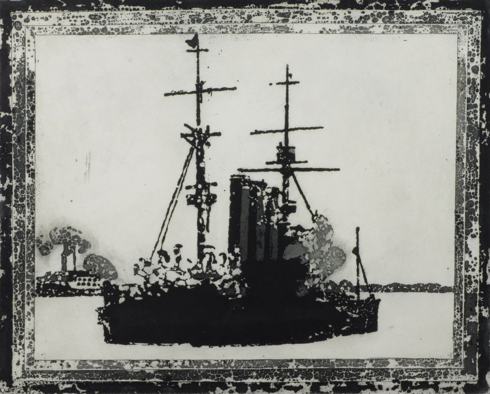 Stanley Dobbin Warship Original Clay Cut Print Monotone F&G photo furniture