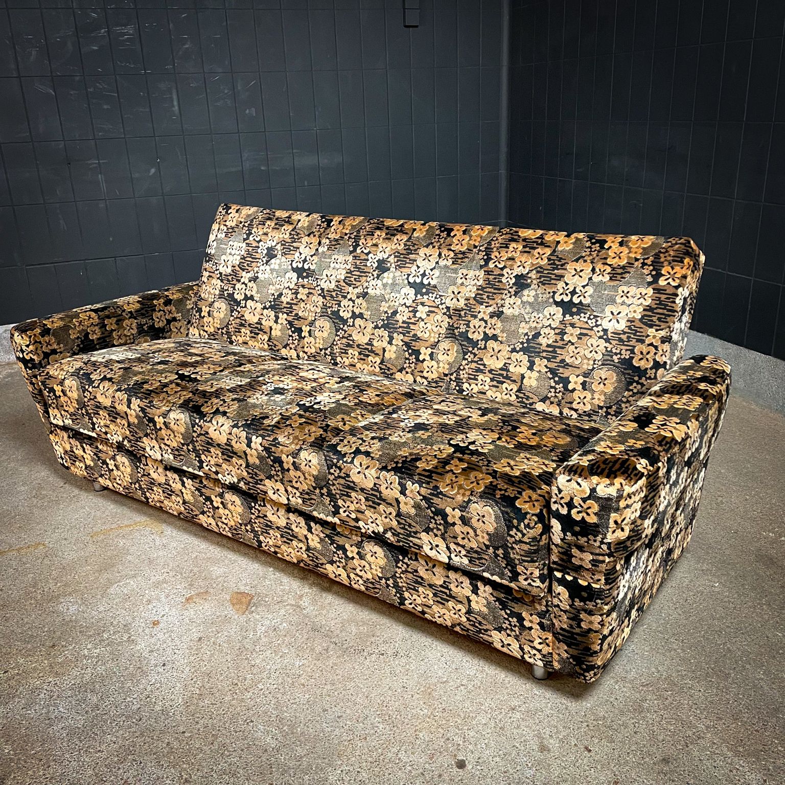 Vintage Midcentury Design Floral Sofa Bed   Fabric   1970s