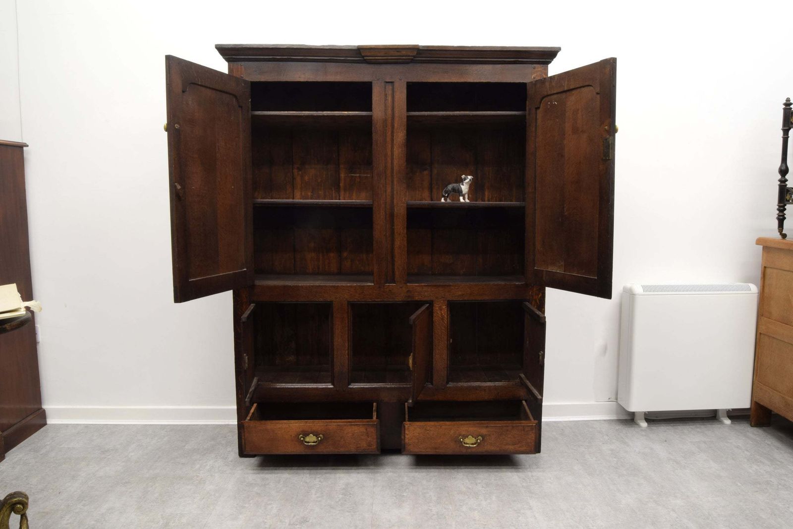 An Early 18th Century Oak Housekeepers Cupboard / Cabinet photo for sale