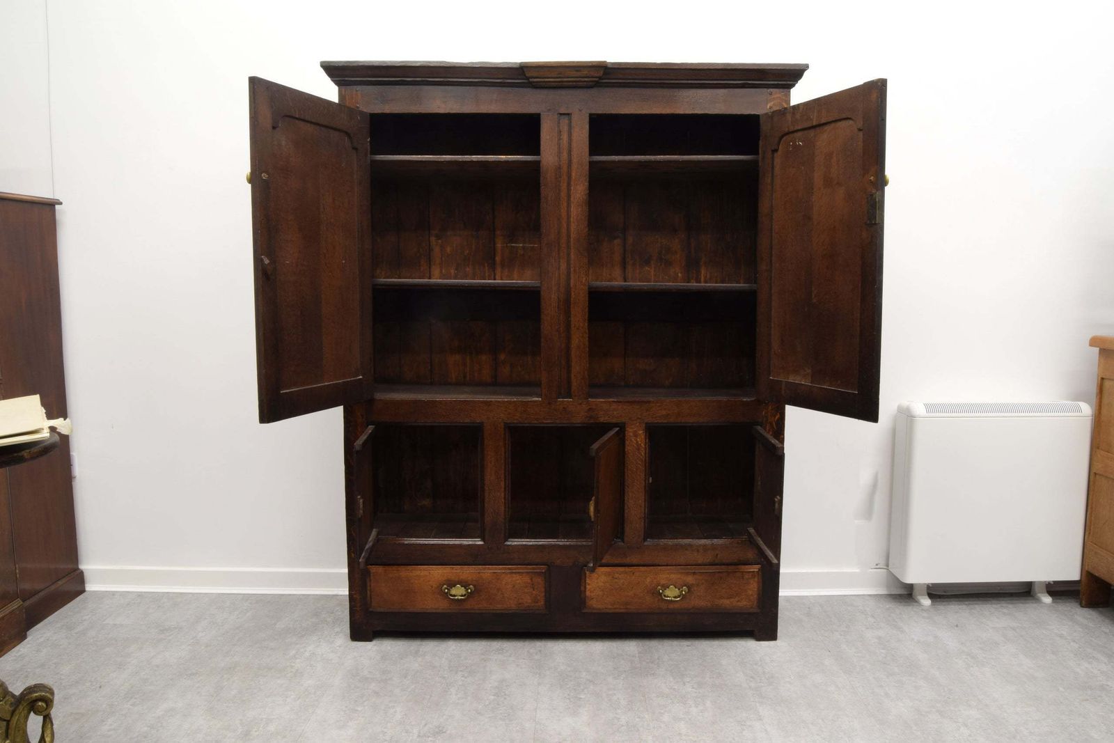 An Early 18th Century Oak Housekeepers Cupboard / Cabinet photo Furniture