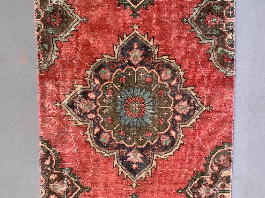 Distressed Turkish Runner 400x81 Cm Wool Vintage Tribal Rug photo 550.0