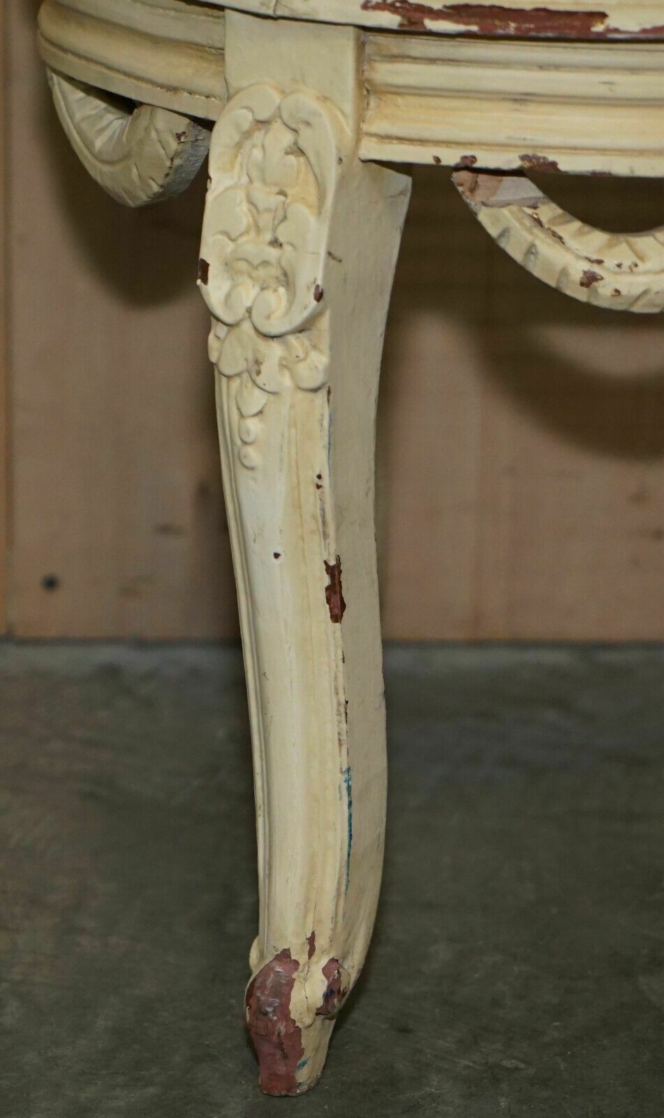 Antique French Shabby Chic Bergere Window Seat Bench Original Paint Finish photo buy