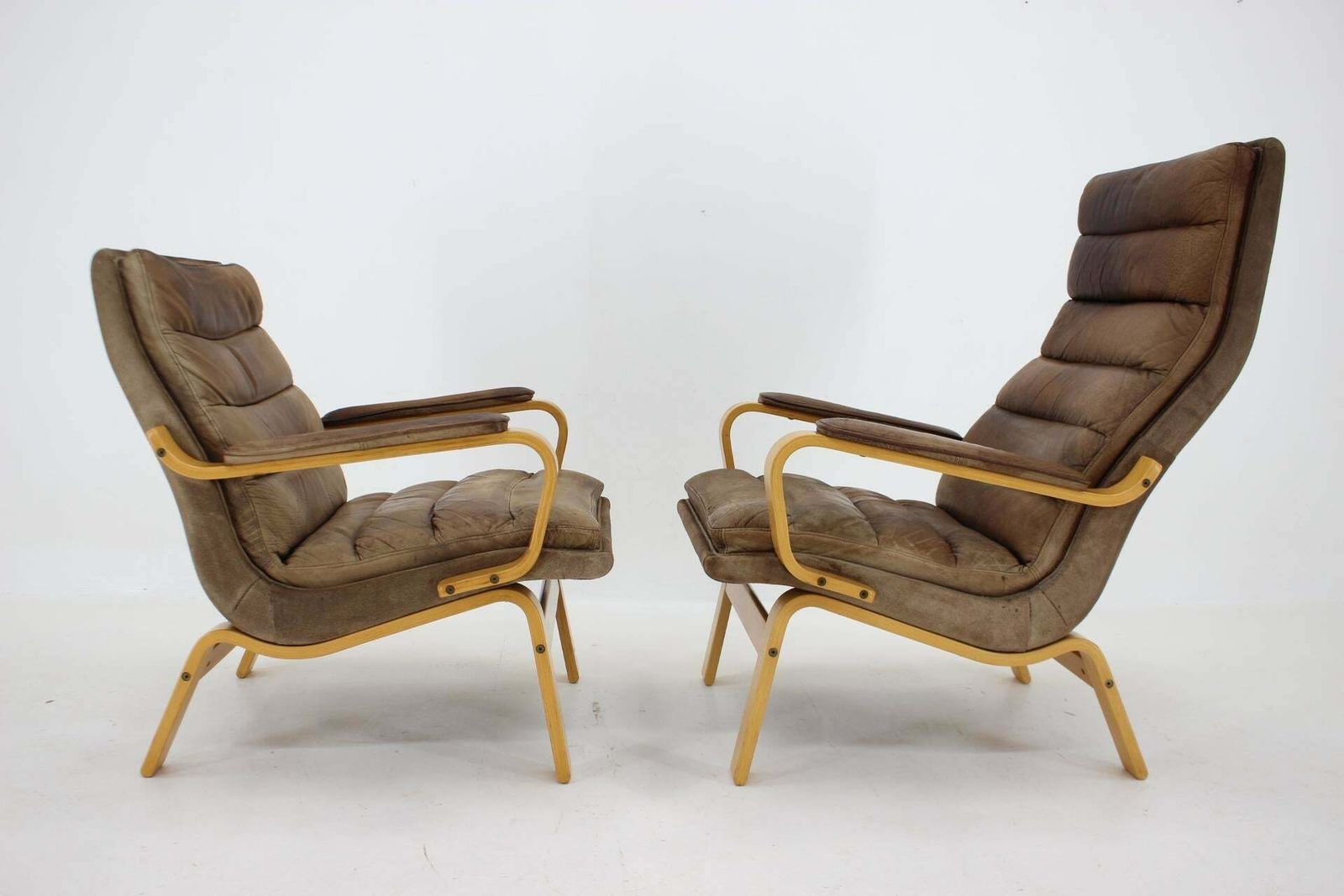 1970s Pair Of Yngve Ekström  Contino  Leather Armachair Sweden photo vinterior