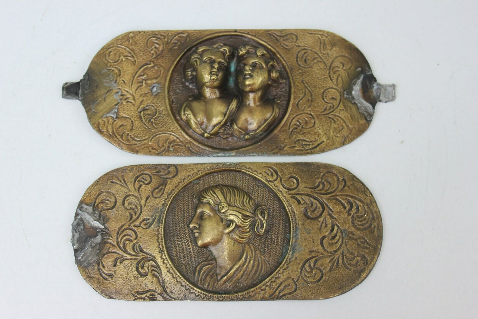 Italian Salvage Rare Relief Metal Plaque, 4 Cooper Bar Reliefs Wall Art Panels Funeral Wall Tile photo furniture