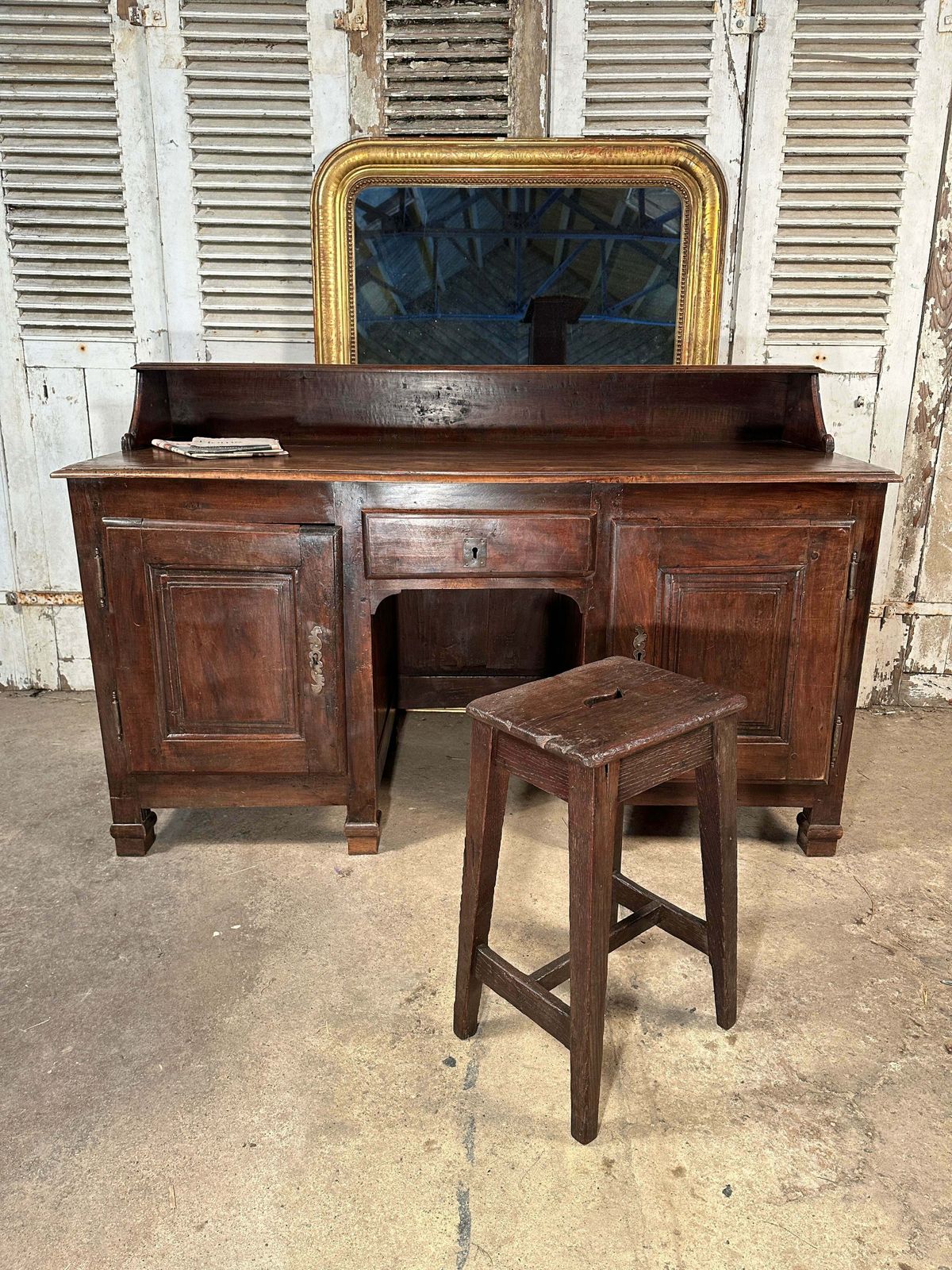 Rare Early Antique French Provincial Château Estate Managers Oak & Walnut Counter/Desk/Console Circa 1700 photo vintage