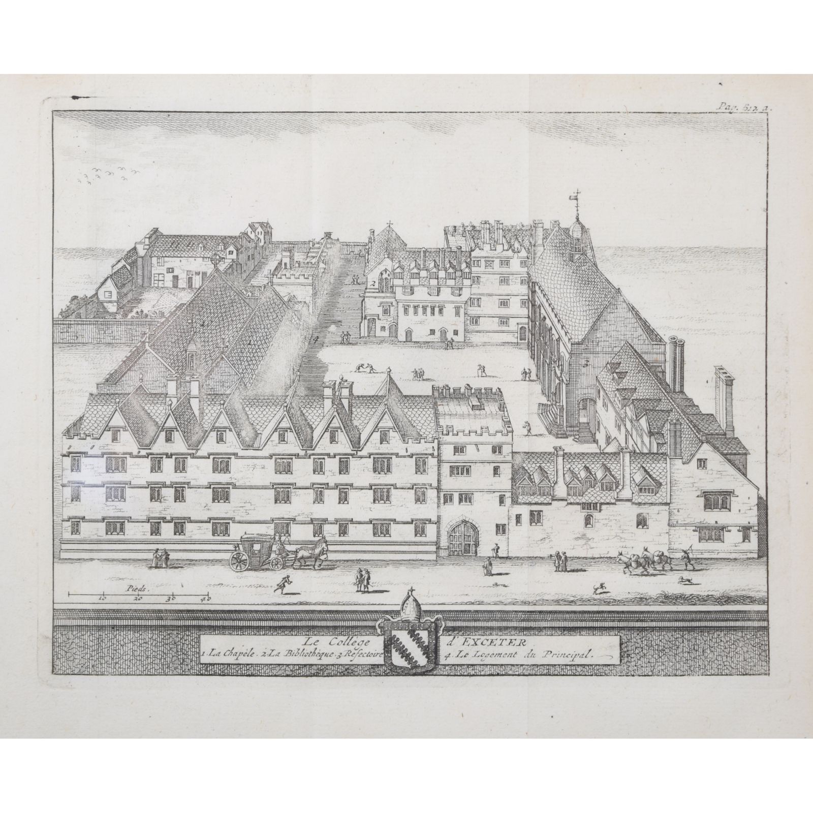 Pieter Van Der Aa (1659 1733), After David Loggan (1634–1692) Exeter College, Oxford (1727) photo for sale